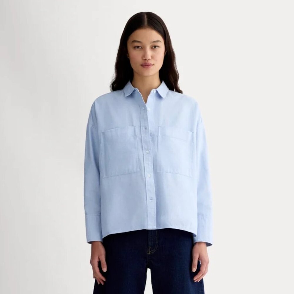 Everlane The Boxy Oxford Light Blue